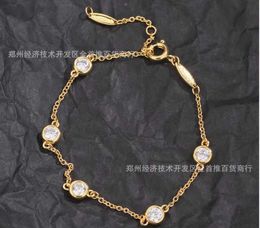 Original designer Tfany Super Sparkling Five Diamond Heart shaped Rose Gold Bracelet Light Luxury Small and Simple Gift to Best Friends