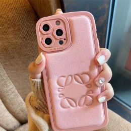 Fashion Designer Fashion Mens Womens Letter Leather Phone Cases For IPhone 15 12 11 13 14 14pro Promax Xr X Xs Cellphone Protective Covers pink