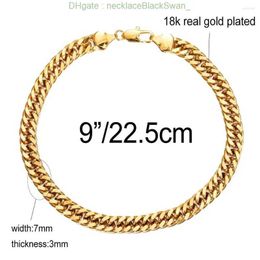 Anklets Wide 7mm Cuban Link Chain Gold Colour Anklet Thick 9 10 11 Inches Ankle Bracelet For Women Men Waterproof PMYY