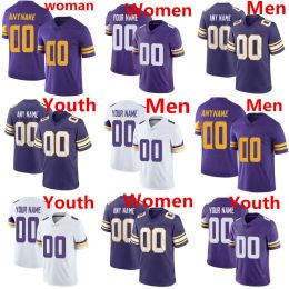 Custom Men Women Youth Minnesota''Vikings''Football Jerseys 18 Justin Jefferson 87 T.J. Hockenson 99 Danielle Hunter 93 John Randle 17 K.J. Osborn 2 Mattison Anthony Barr 70