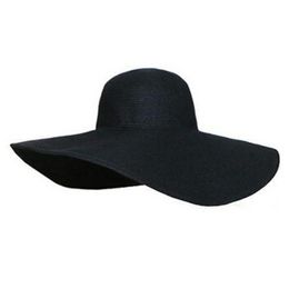 Summer Women Foldable Wide Large Brim Floppy Beach Hat Sun Straw Cap Gift Drop Ship C30813 Hats284M