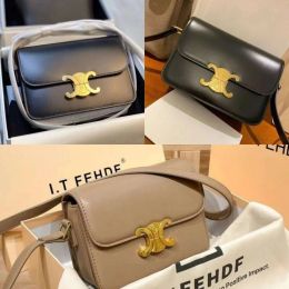 2024 Designer Youth Three Person Foreskin Leather Cowhide Crossbody Bag Fabric Printed Bag Saddle Gift