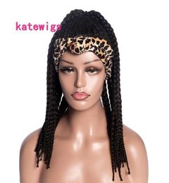 Synthetic Headband Wig Braiding Hair Wigs For women Leopard Turban Wrap Brown Ponytail Curly91510383751002