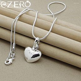 Pendants 925 Sterling Silver Solid Heart Necklace 18-30 Inch Snake Chain For Women Girl Wedding Charm Fashion Jewellery Luxury