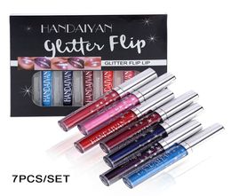 Handaiyan Glitter Flip Lip Liquid Lipstick Diamond Pearl Waterproof Long Lasting Lipgloss 7pcsset Shimmer Lip Tint Kit2715299