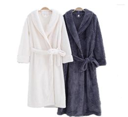 Men039s Sleepwear Autumn Winter Couple Towel Robe Thick Warm Flannel Pajamas Waffle Bathrobe Men Dressing Gown Couples Matching4586422