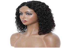 Kurze Lockige Bob Echthaar Perücken Für Frauen Brasilianische Afro Natürliche Lose Tiefe Wasser Welle transparent spitze frontal Verschluss wig9887723