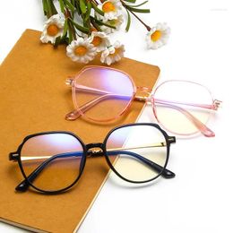 Sunglasses Frames 2024 Fashion Rose Gold Square Anti-blue Light Glasses Frame For Women Vintage Alloy Oversized Computer Eyeglasses Black