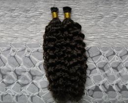 8A I Tip Human Hair Extension 100g Brazilian Deep Curly Keratin Stick Tip Hair Extensions 100s Fusion Hair Extensions Natural Caps8978455