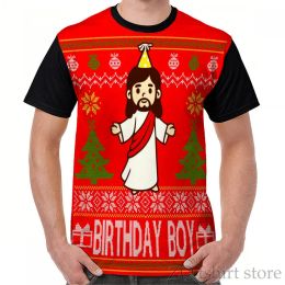 T-Shirts Jesus Birthday Boy Ugly Christmas Graphic TShirt men t shirt funny all over print women TShirt Short Sleeve Tops tee