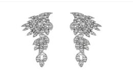 Elegant Angel Wings Rhinestones Wedding Earrings For Bride Jewellery High Quality Designer For Prom Evening Dress1394657