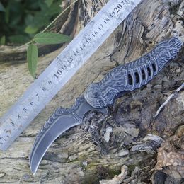 High Quality Stainless Relief Folding With Skeleton Steel Handle, Hardness, Outdoor Self-Defense, Portable Camping Tactical Knife 186581