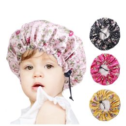 Adjustable Reversible Satin Kids Bonnet Satin Lining Night Sleep Caps Children Girl Chemo Cap Headwear Hair Care Soft Cute Hat ZZ