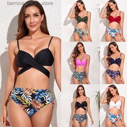 Women's Swimwear Women Designer Swimwear 2 Piece Bikini Set Push Up Halter Top Bra + Shorts Swimming Suits Luxury Beachwear Swimsuits Q240306