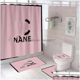 Shower Curtains Three-Piece Cool Print Sets High-Grade Must Set Bathroom Anti-Pee Non-Slip Deodorant Bath Toilet Mats Drop Delivery Dhxzi