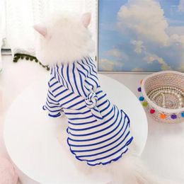 Dog Apparel Pets Clothes Pet Pullover Fashionable Striped Hooded For Autumn Winter Cute Cat Coat Teddy Bichon Supplies Two