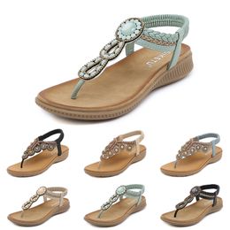 2024 Bohemian Sandals Women Slippers Wedge Gladiator Sandal Womens Elastic Beach Shoes String Bead Color33 GAI
