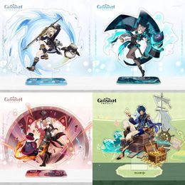 Keychains 16cm Game Genshin Impact Lyney Freminet Lynette Cosplay Acrylic Figure Stand Model Plate Desk Decor Standing Sign