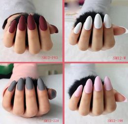 24pcs Acrylic Fake Matte Nail Pure Colour Manicure False Nails Full Cover For Short Decoration Press On Nails Art Fake Extension1949258