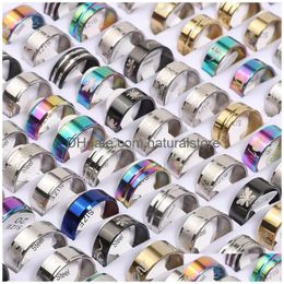 Band Rings Bk Fashion Mticolor Stainless Steel Band Rings For Women Men Mix Different Style Party Jewelry Gifts In Wholesale Drop Del Dhoay