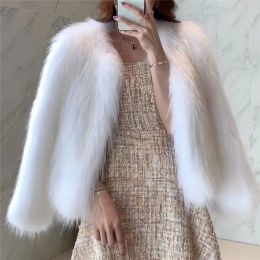 Fur 20 New Women Faux Fox Fur Coat Short fur Big Size Slim Female Fake Fur Lady Winter Long Sleeve Imitation Fur Coats Jackets 1306