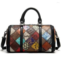 Evening Bags Women's Patchwork Genuine Leather Handbags Shoulder/Crossbody