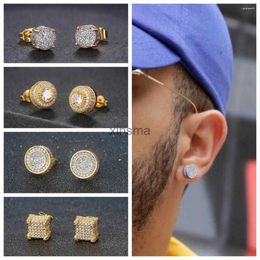 Stud Stud Earrings Retro For Men Luxury Gold Colour Punk Jewellery Iced Out Zircon Hip Hop Ear Ring Womens Accessories Wholesale 240306