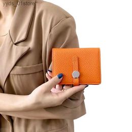 Money Clips Dropshipping Orange Blue Women Wallet Genuine Leather Togo Cowhide Fashion Girls Wallet Short Small Coin wallet for Women L240306
