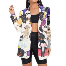 Blazers Halloween Print Oversize Coats Women 2022 Spring Tops Street Wearing Korean Style Color/Logo Customized Free Shipping Dropship