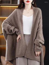 Women's Knits Long Cardigan Women Autumn Warm Soft Cosy Pure Colour Daily Simple Korean Style Baggy Fashion Versatile Chic Windproof Ladies