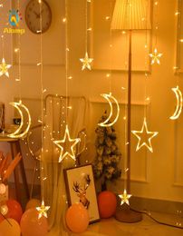 LED Curtain String Light 110V 220V Moon Star Fairy Lights Christmas Garland Window Lamp Outdoor Indoor for Home Wedding Party Deco8585434