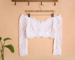 Solovedress Off the Shoulder Long Sleeves Lace Wedding Bolero Jacket Women V Neck Bridal Wedding WarpsShurg1173529