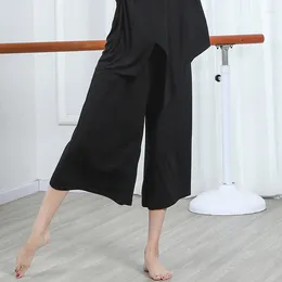 Stage Wear Female Modern Dance Wide Leg Pants Black Practise Clothes Loose Base Training Shape Modal Nine-Point