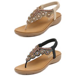 Bohemian Sandals Women Slippers Wedge Gladiator Sandal Womens Elastic Beach Shoes String Bead Color13 GAI a111