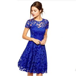 Dress 2023 5XL Women Summer Lace Dresses Fashion Hallowed Out Lace Sexy Dress Party Slim Summer Red Blue Robe for Beach Sexy Dress