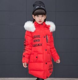 New 2019 Fashion Children Winter Jacket Girl Winter Coat Kids Warm Thick Fur Collar Hooded long down Coats For Teenage WL11724581068