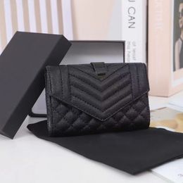 Casual Folded Designer Caviar Wallet for lady Real Leather Many Card Holders Purse