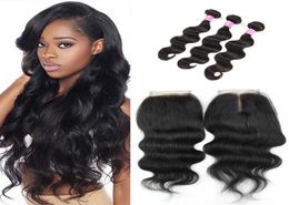 3 Bundles Body Wave with Closure Unprocessed Natural Colour Virgin Human Hair Weaves Dhgate On High Quality Can Be Permed Hair6181646