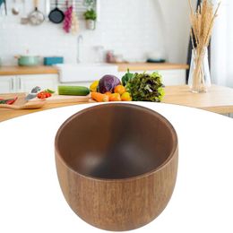 Bowls 1pc Wooden Bowl Soup Mixing Serving Ramen Rice Noodle Fruit Salad Kitchen Container Tableware Utensils