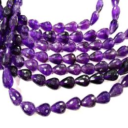 16 Strand Natural Amethyst Qaurtz Pear Drop Amethyst Faceted Tear Drop Briolettes 8-20mm Loose Gemstone Drops Beads High Q229U