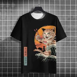 Men's T-Shirts Unisex 2024 T Shirt Men Women Japanese Samurai Cat 3d Printed T Shirts For Casual Fashion Funny Shirt Top Tee Men Clothing