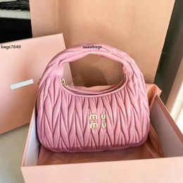 HOT Women's pink Designer Cleo bag Miui satchel tote Wander Matelasse underarm hobo Luxury Genuine Leather with shoulder strap clutch