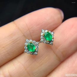 Stud Earrings KJJEAXCMY 925 Sterling Silver Inlaid Natural Emerald Year Noble Ladies Ear Christmas Birthday Gift Girl