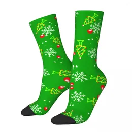 Men's Socks All Seasons Crew Stockings Christmas Green Theme 1 Harajuku Funny Hip Hop Long Accessories For Men Women Gifts