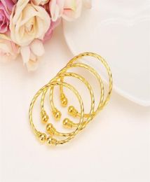 Bangle 4pcs Dubai Gold Stamp Baby SMALL Child Bracelet For Kids African Children Bairn Jewellery Mideast Arab Cute Gift1240G9688017