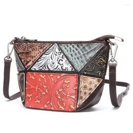 Evening Bags Shoulder For Women Genuine Leather Vintage Bag Patchwork Handbags Small Messenger Crossbody Wallets Clutchs Gir