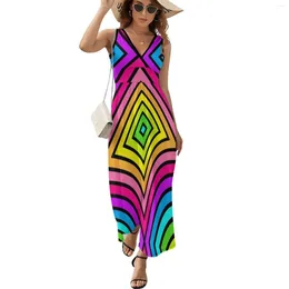 Casual Dresses Neon Party Pattern Shirt | Multi-color Fluro Color Sleeveless Dress Summer Women 2024