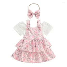 Clothing Sets Born Baby Girls Summer Outfit Off-Shoulder Rompers And Floral Ruffle Dress Headband 3 Piece Clothes Set