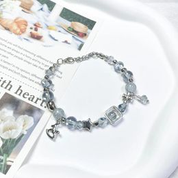 Link Bracelets Cute Blue Fairy Bracelet Handmade Core Gift For Her Crystal Charm Y2K Fashion Female Jewellery