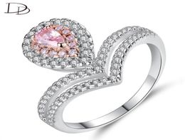 Wedding Rings DODO Romantic Pink Waterdrop Shaped Zircon Princess For Women Trendy Double Color Crystal Jewelry Bijoux Femme R4611133155